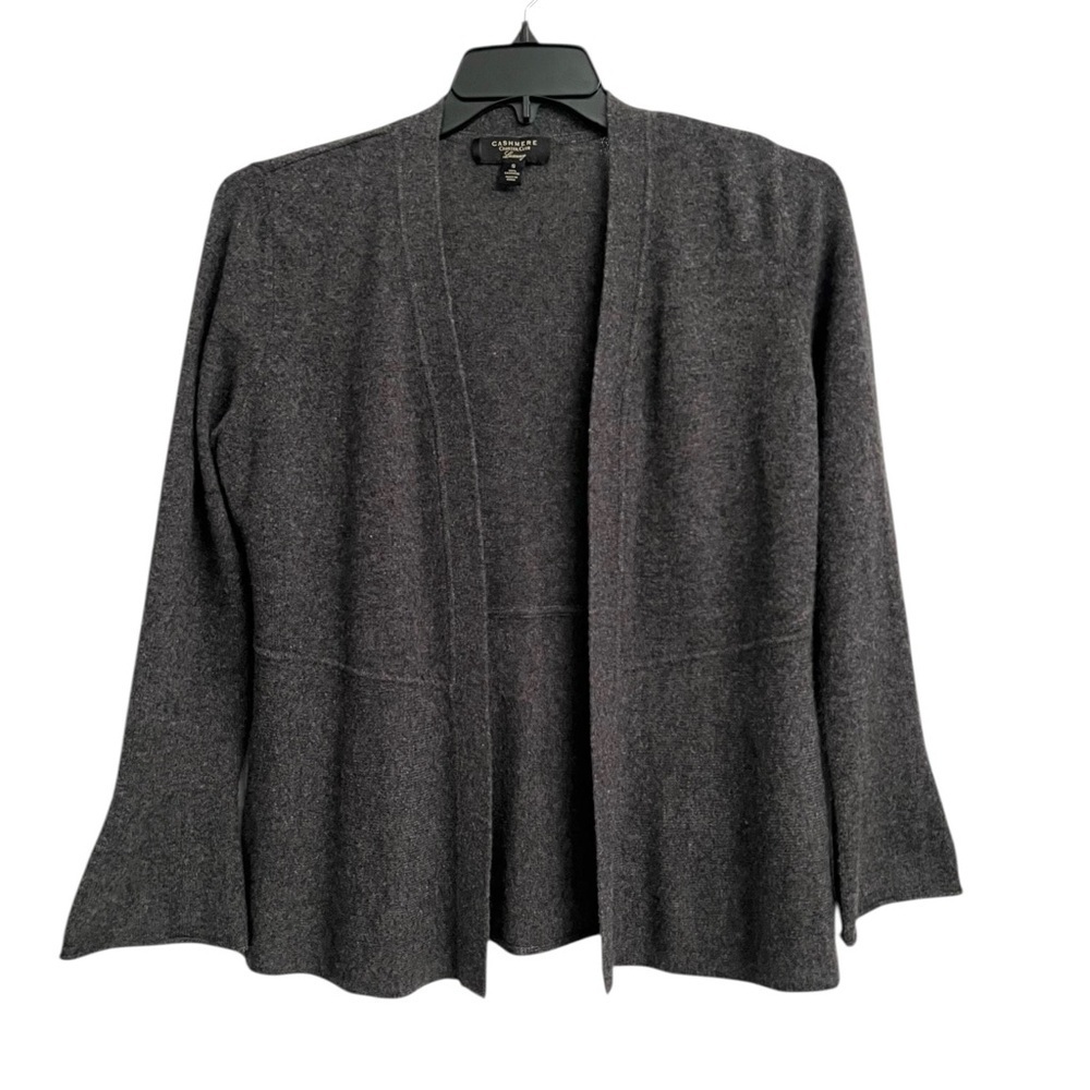 Cashmere Cardigan Dark Heather Gray Sweater Flared Bell Sleeves Women’s Small - Picture 7 of 7